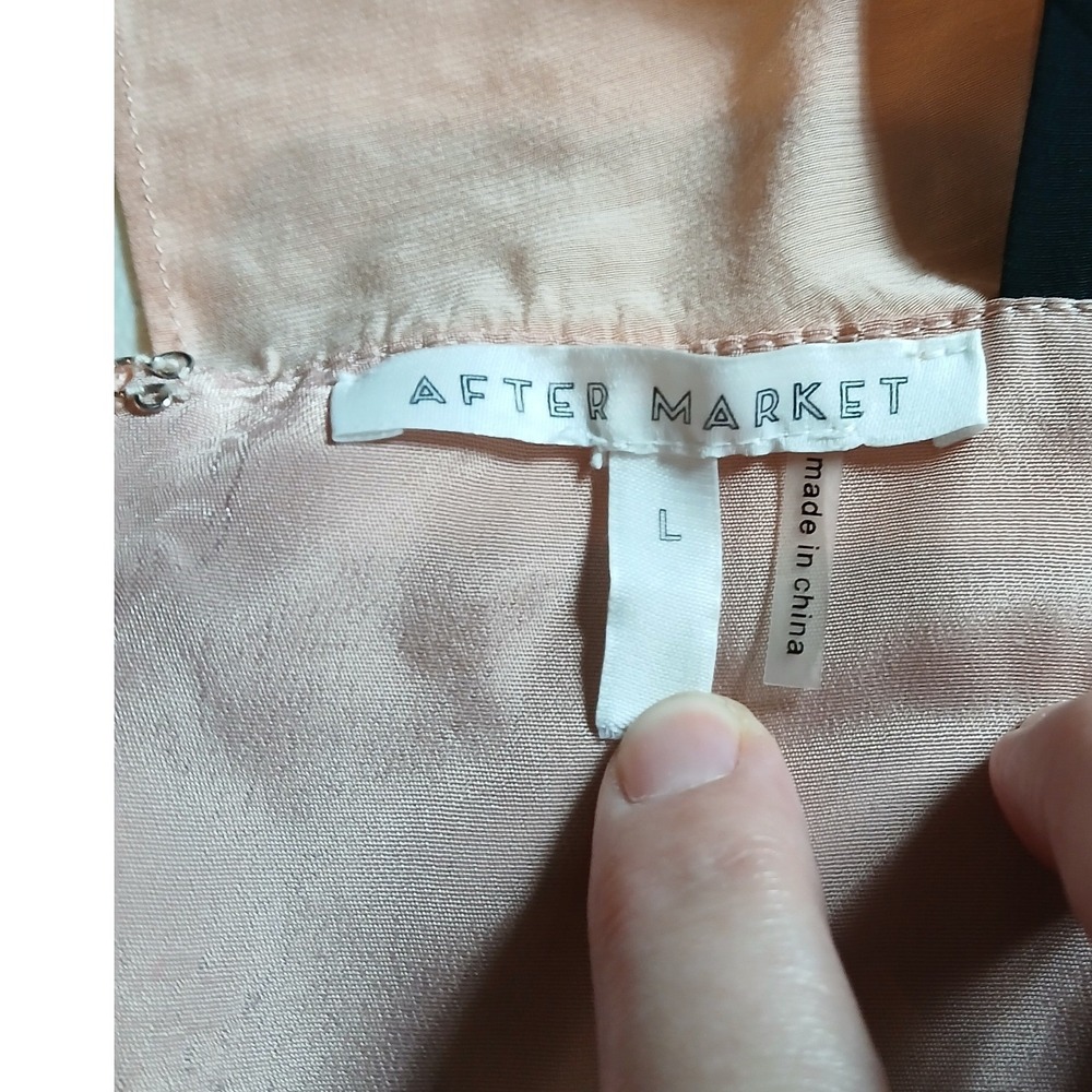 After Market Womens Colorblock Striped Pleated Midi Dress Peach Navy Rust Large - Picture 10 of 12